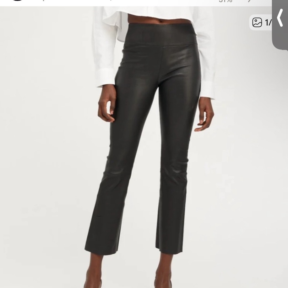 SPRWNM Women's Grey Leather Cropped Leggings
